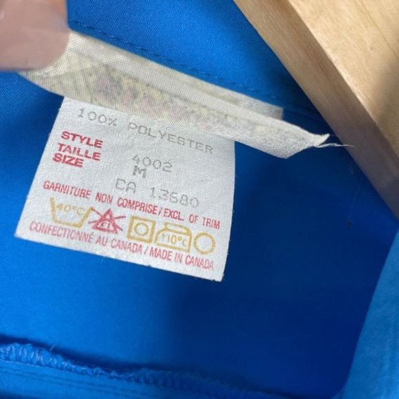 Vintage Rai Gees?Girl Comic Polyester?Button Down Pocket Shirt Blue - Picture 3 of 4